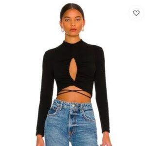 Astr The Label Long Sleeve Keyhole Adjustable Tie Wrap Top Size: L